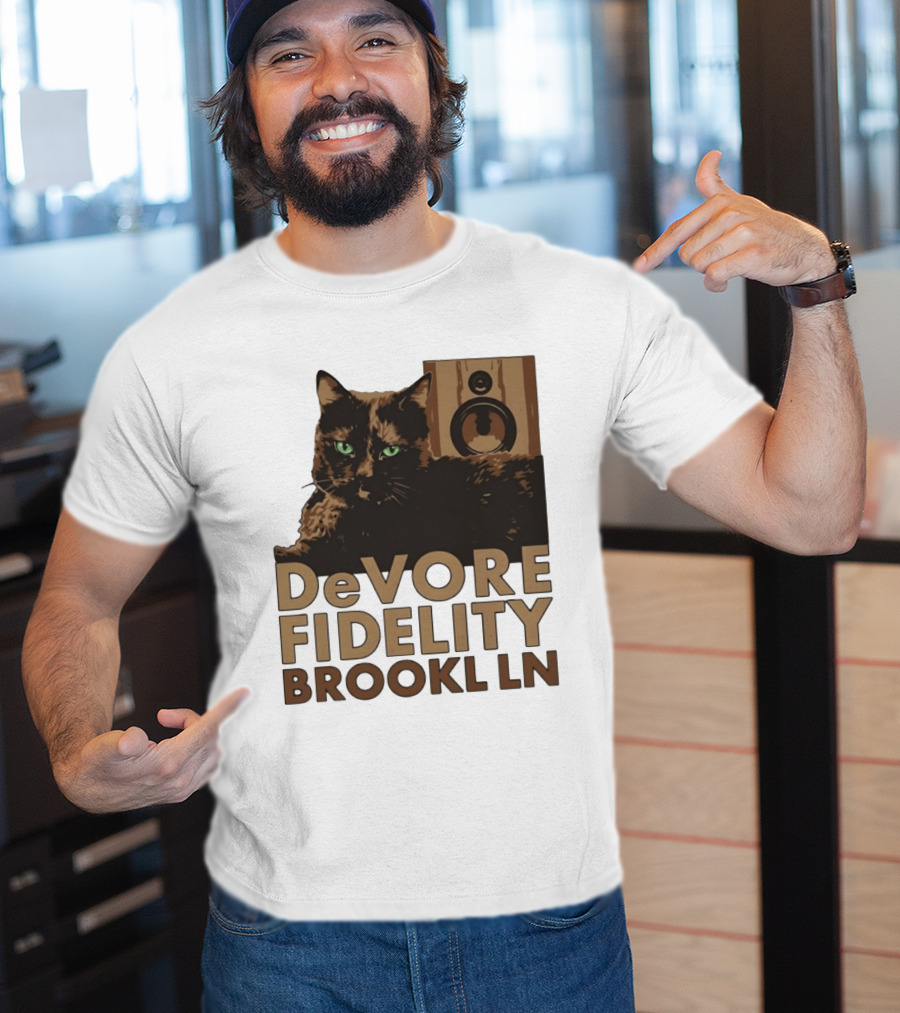 DeVore Fidelity Brooklyn LN Cat Speaker T-Shirt