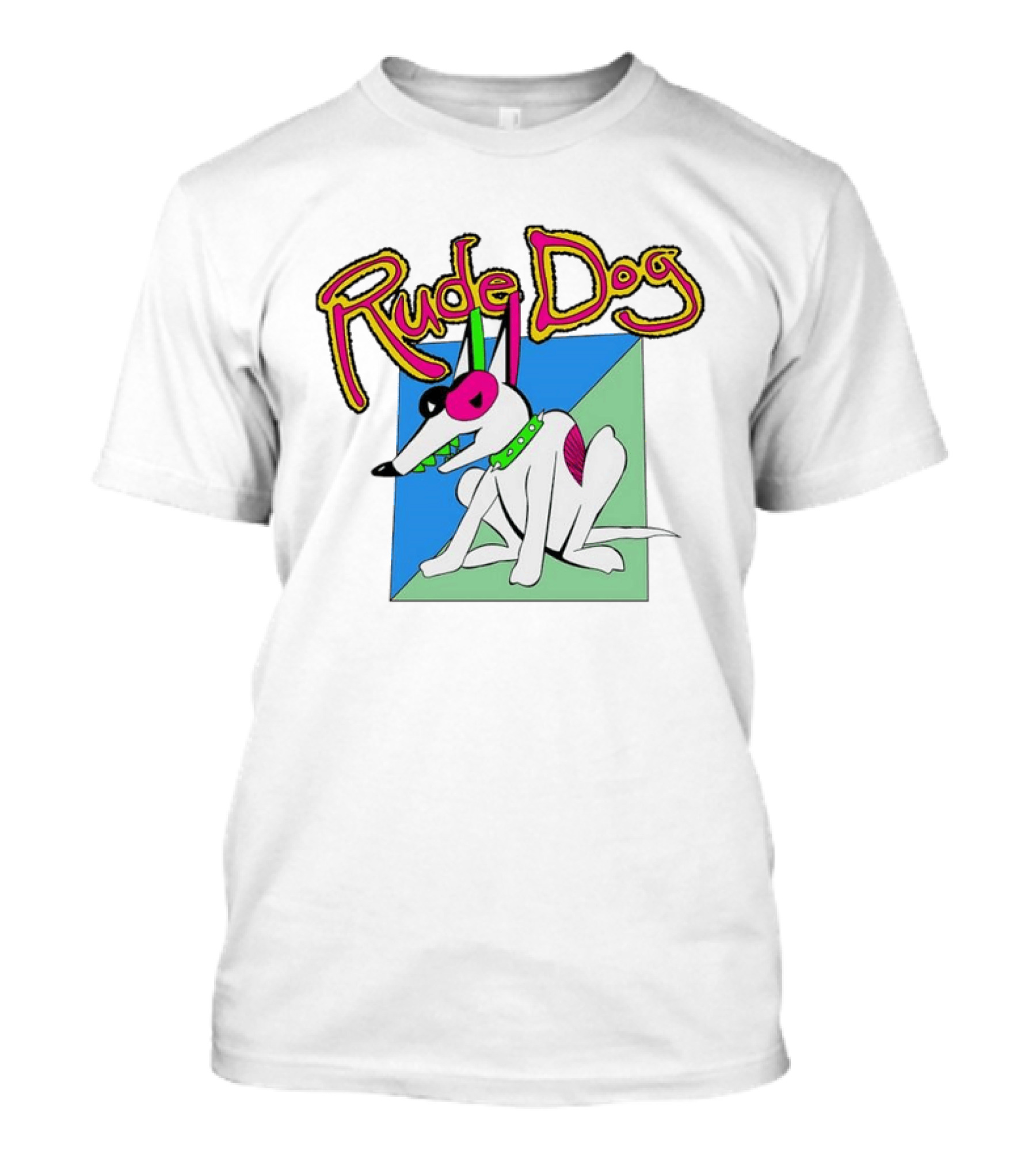 Rude Dog Retro 80s Cartoon Style Colorful T-Shirt