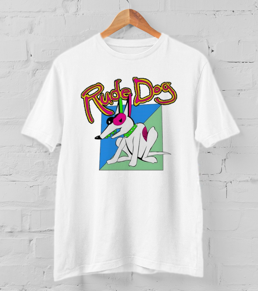 Rude Dog Retro 80s Cartoon Style Colorful T-Shirt