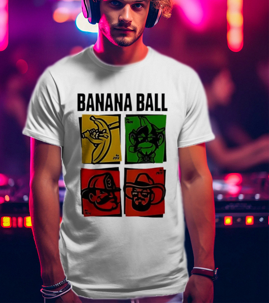 Savannah Bananas Baseball Banana Ball Colorful Character Blocks T-Shirt