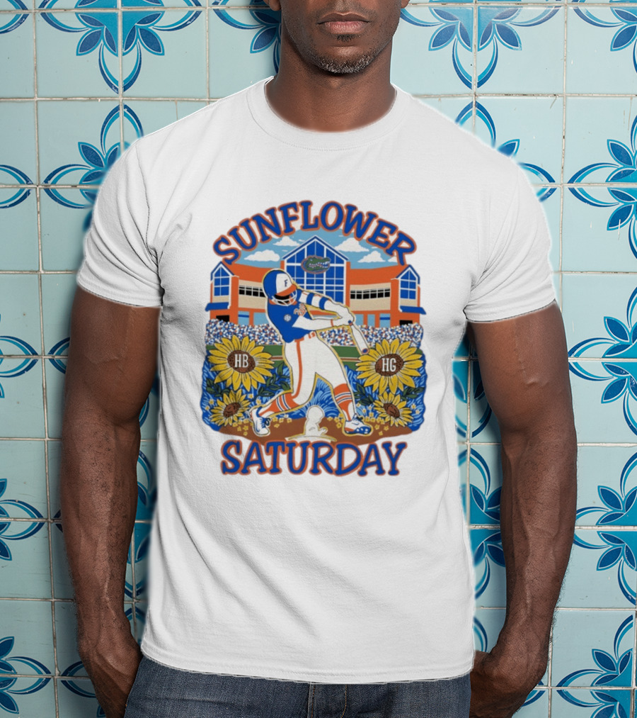 Florida Gators Sunflower Baseball Saturday T-Shirt