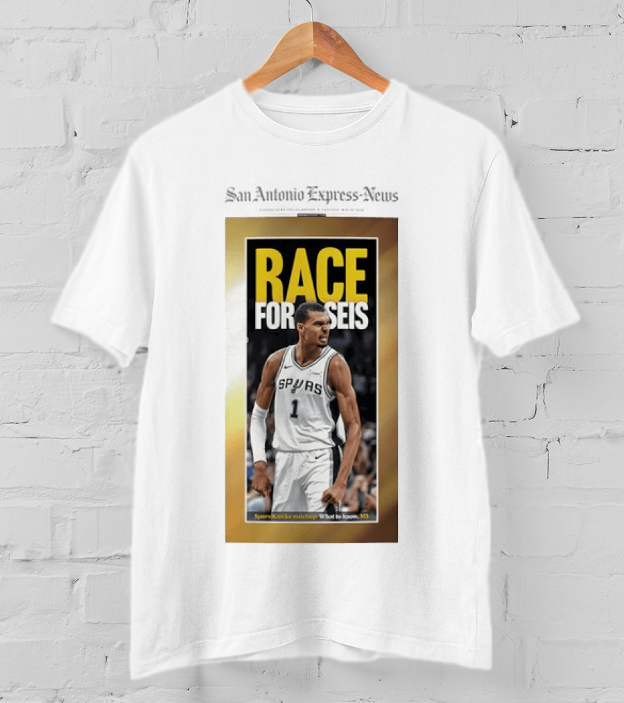 San Antonio Express News Victor Wembanyama Spurs Race For Seis Basketball T-Shirt