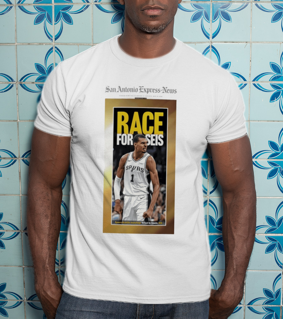 San Antonio Express News Victor Wembanyama Spurs Race For Seis Basketball T-Shirt