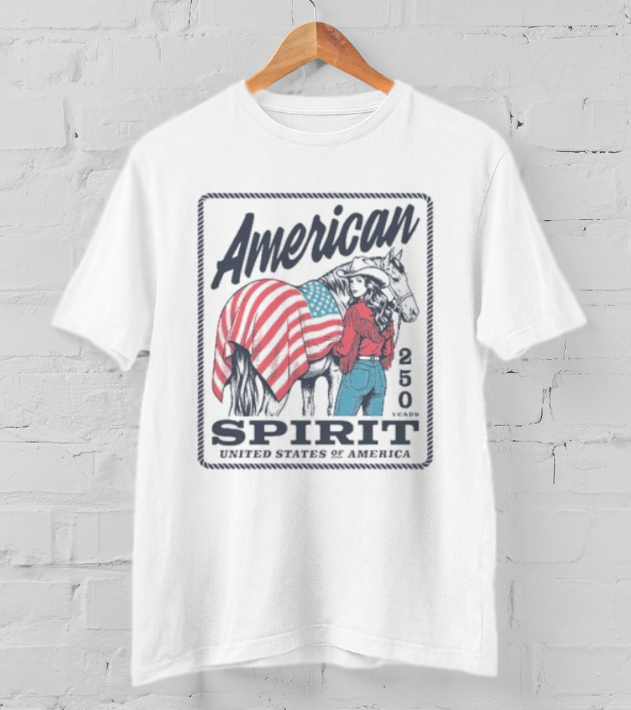 American Spirit 250 United States Of America Horse And Rider With Flag Blanket T-Shirt