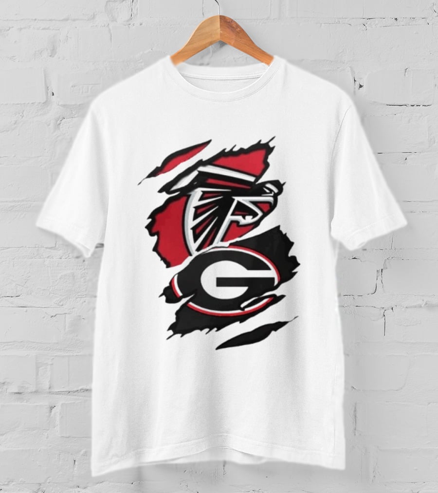 Atlanta Falcons Georgia Bulldogs Sports Team Graphic Rip T-Shirt
