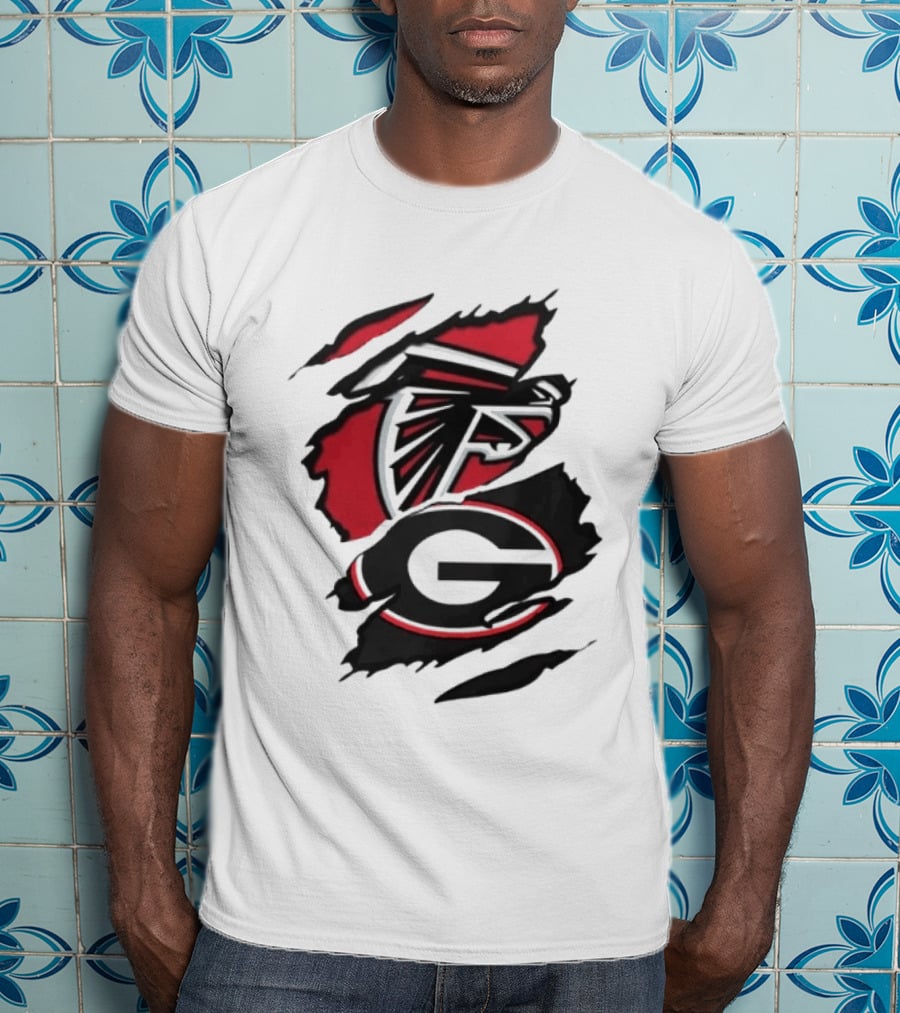 Atlanta Falcons Georgia Bulldogs Sports Team Graphic Rip T-Shirt