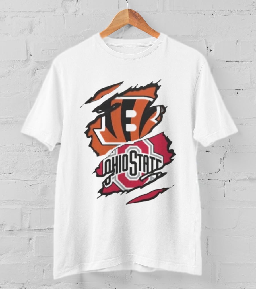 Cincinnati Bengals Ohio State Buckeyes Rip Effect NCAA Collaboration T-Shirt