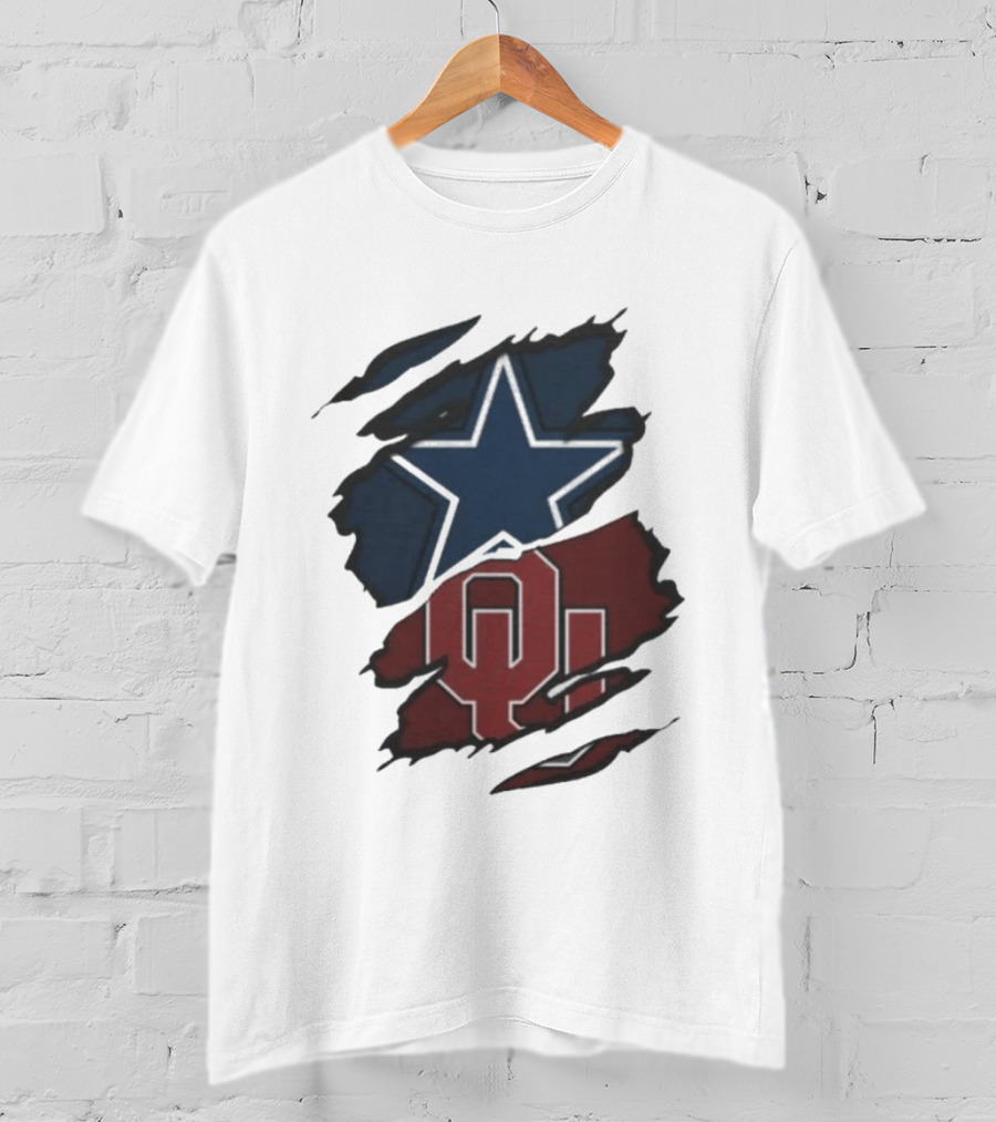 Dallas Cowboys Oklahoma Sooners NCAA Sports Ripped Star OU T-Shirt