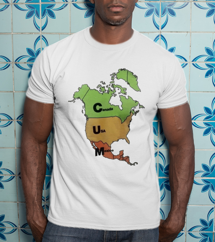 North America Map Canada USA Mexico Geography Continent Country T-Shirt