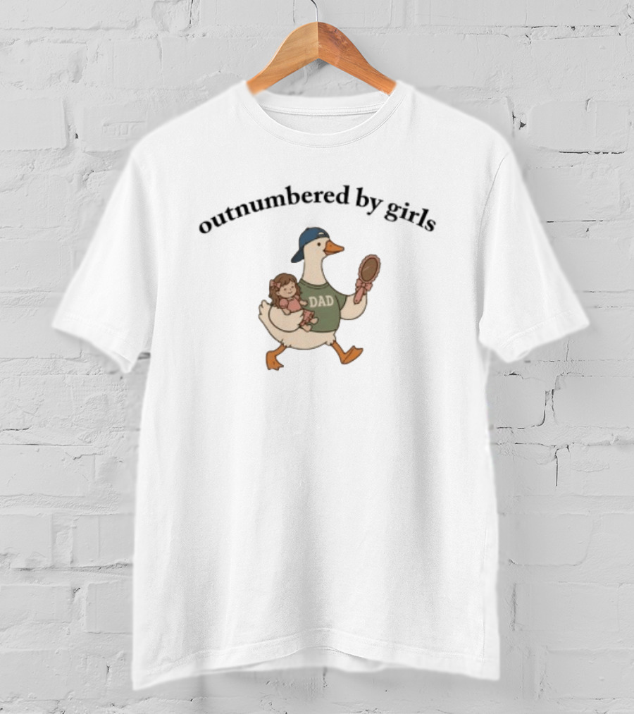 Duck Dad Outnumbered By Girls Funny Cartoon Parenting Humor T-Shirt