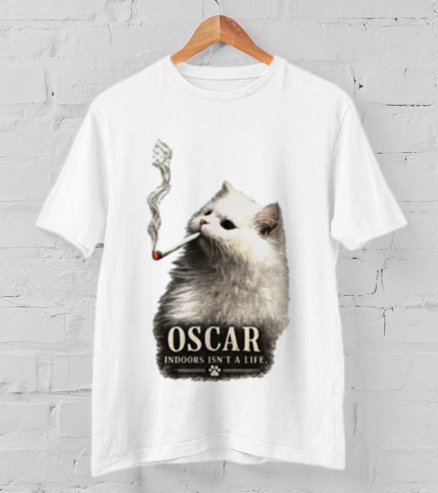 Oscar Indoors Isn't A Life Cat Smoking Cigarette T-Shirt