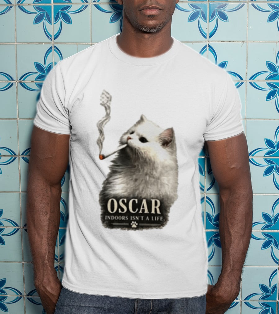 Oscar Indoors Isn't A Life Cat Smoking Cigarette T-Shirt