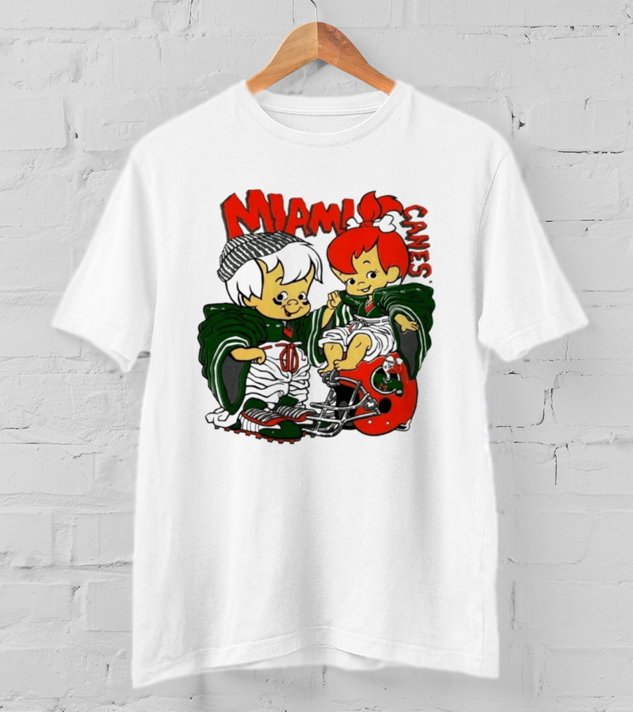 Miami Hurricanes MIAMI CANES Pebbles Bamm Bamm Flintstones NCAA T-Shirt