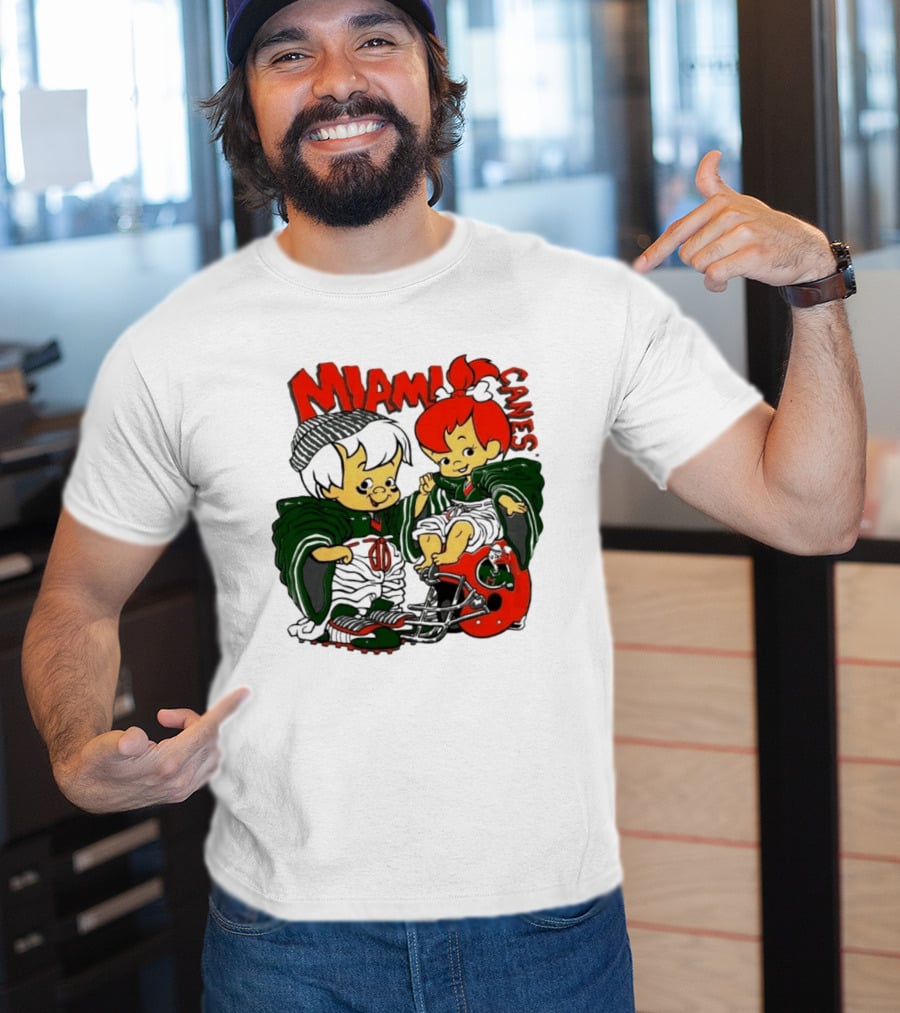 Miami Hurricanes MIAMI CANES Pebbles Bamm Bamm Flintstones NCAA T-Shirt