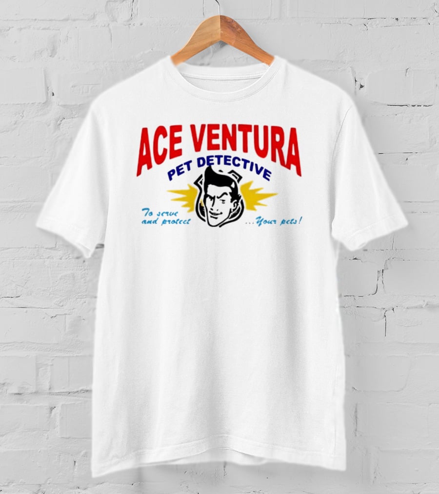 Ace Ventura Pet Detective To Serve And Protect Your Pets Movie Iconic Character Yellow Lightning T-Shirt