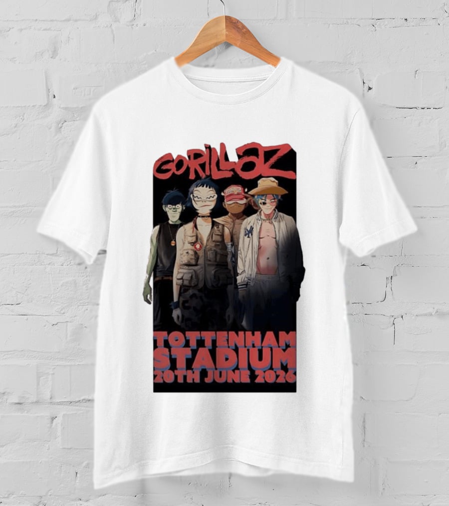 Gorillaz 2026 Tottenham Stadium London Concert 20th June T-Shirt