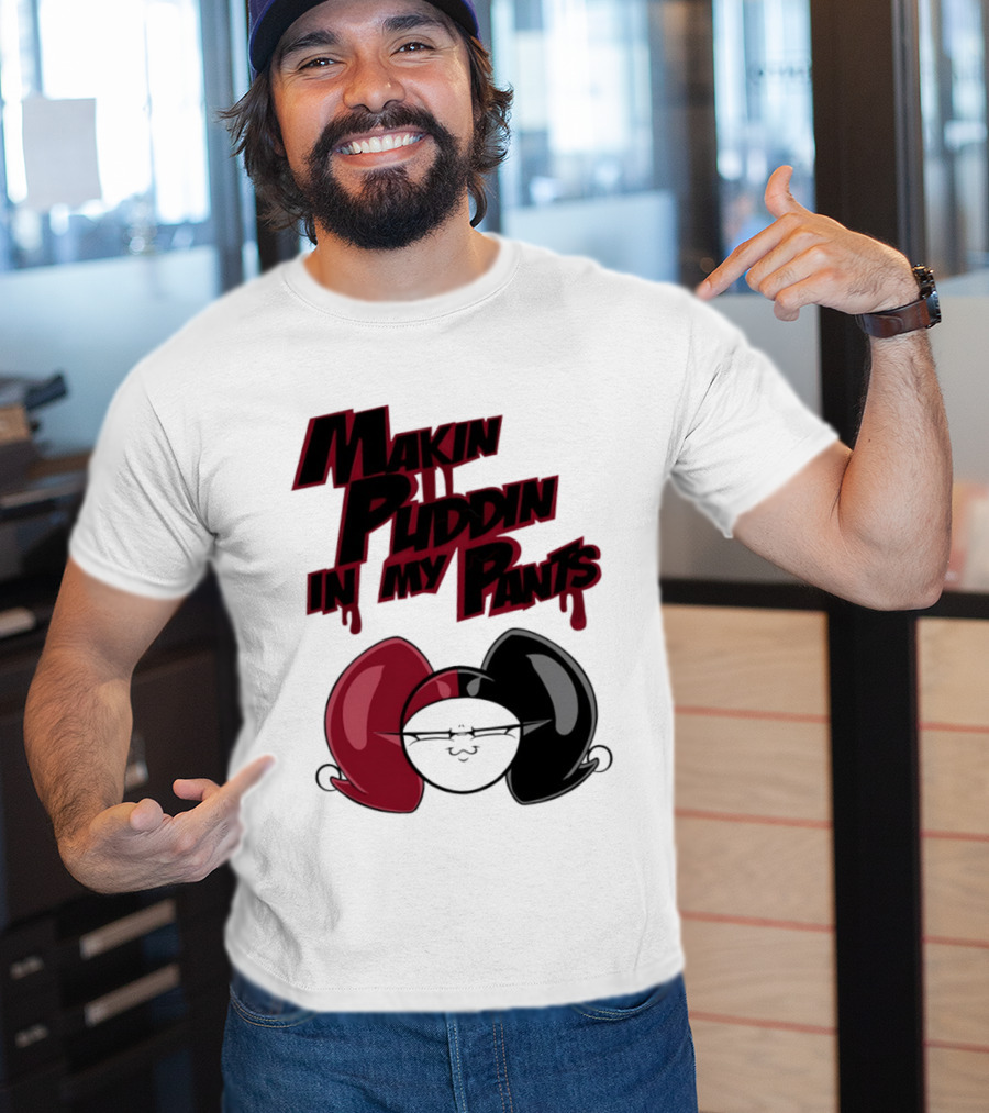 Makin' Puddin' In My Pants Harley Quinn Cartoon Red And Black Pigtails T-Shirt