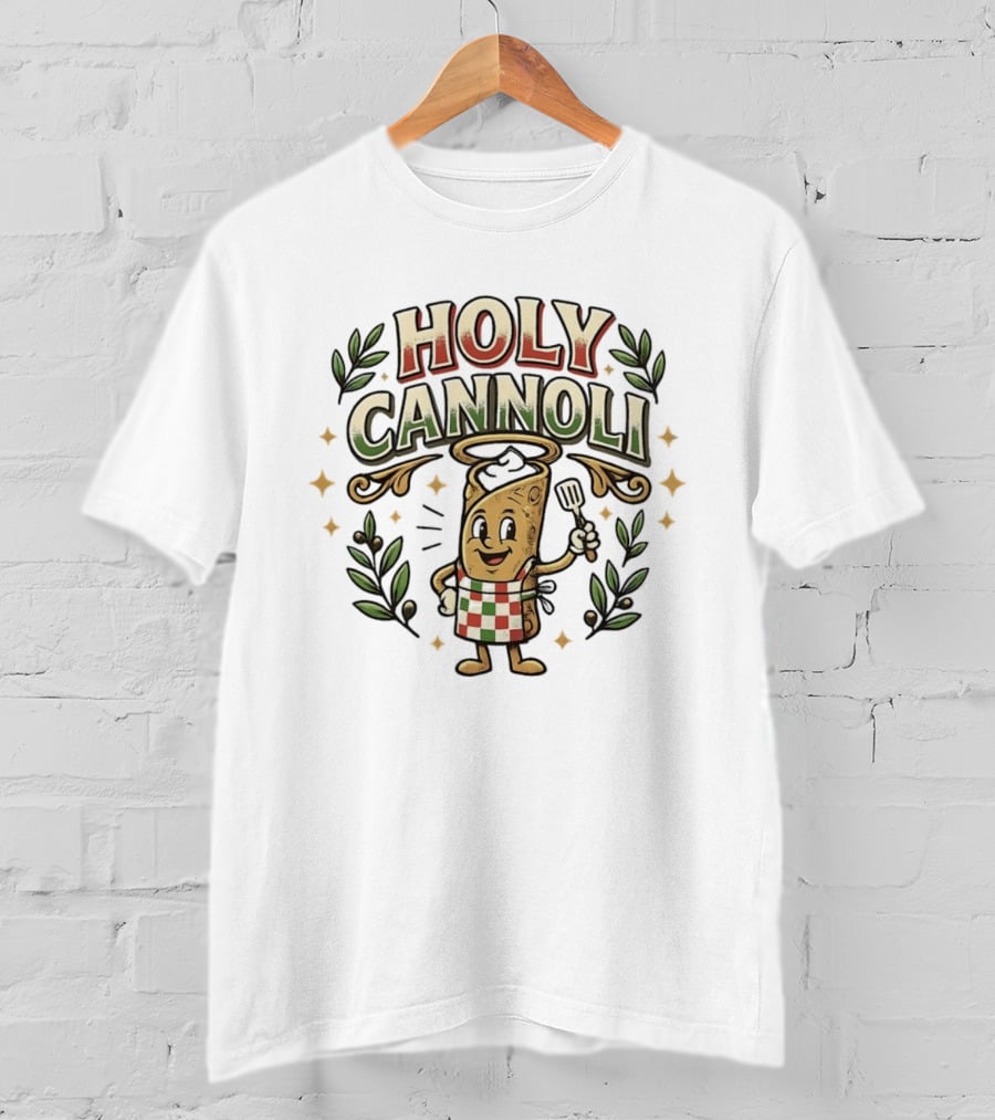 Holy Cannoli Cartoon Cannolo Chef Italian Food Fun T-Shirt