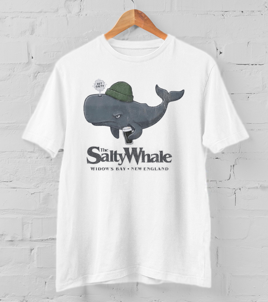 Get Salty Whale New England Beer Drinker Nautical Widows Bay T-Shirt