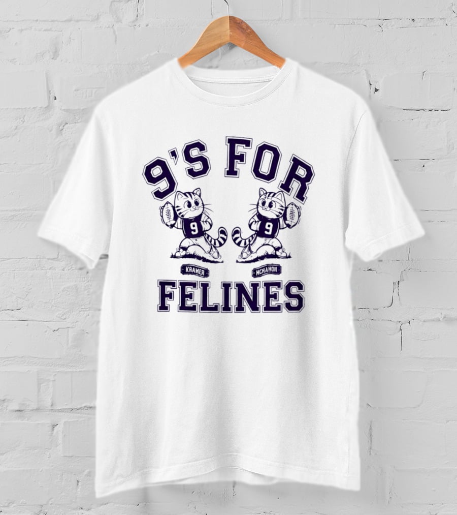 Kramer McMahon 9s For Cartoon Cats Football Felines T-Shirt