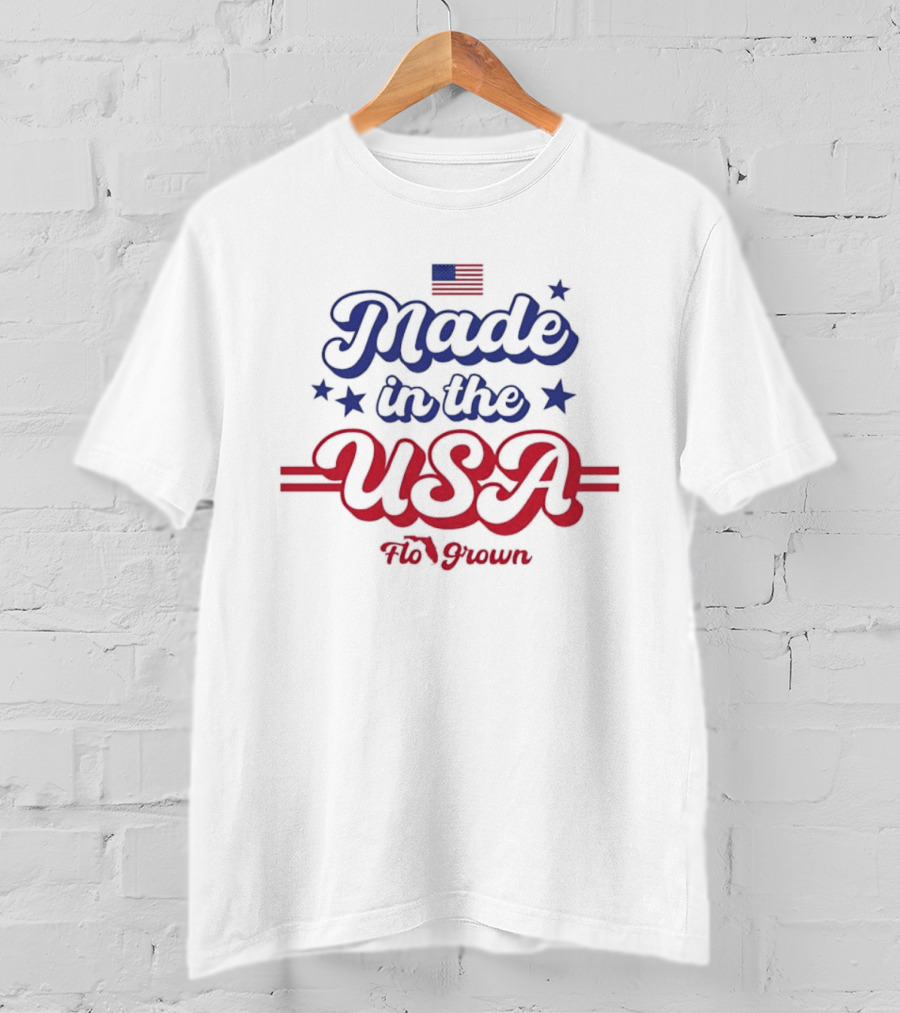 Made In The USA Flo Grown American Flag Stars T-Shirt