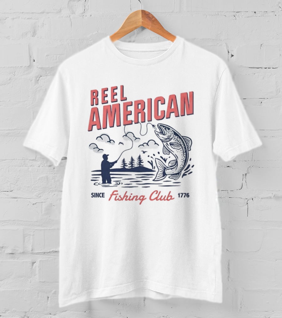 Reel American Fishing Club Since 1776 Fly Fishing Trout Angler United States T-Shirt