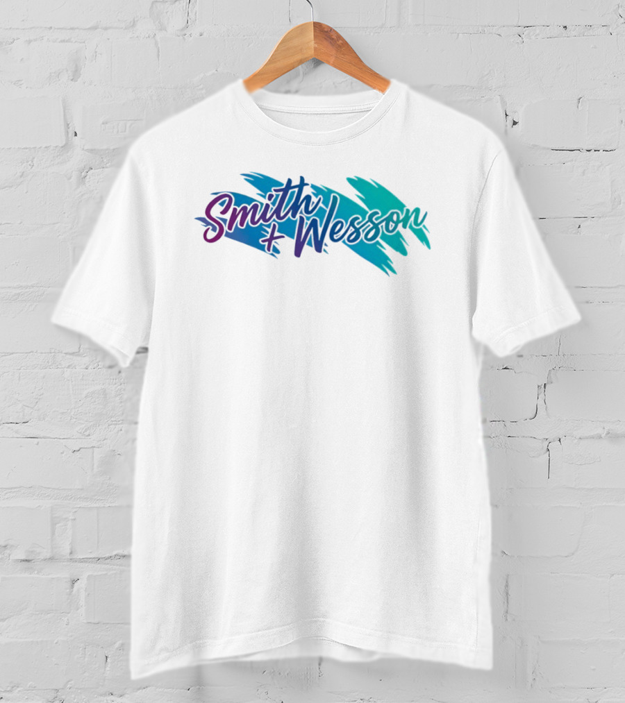 Smith And Wesson 90s Teal Purple Paint Brush Strokes T-Shirt