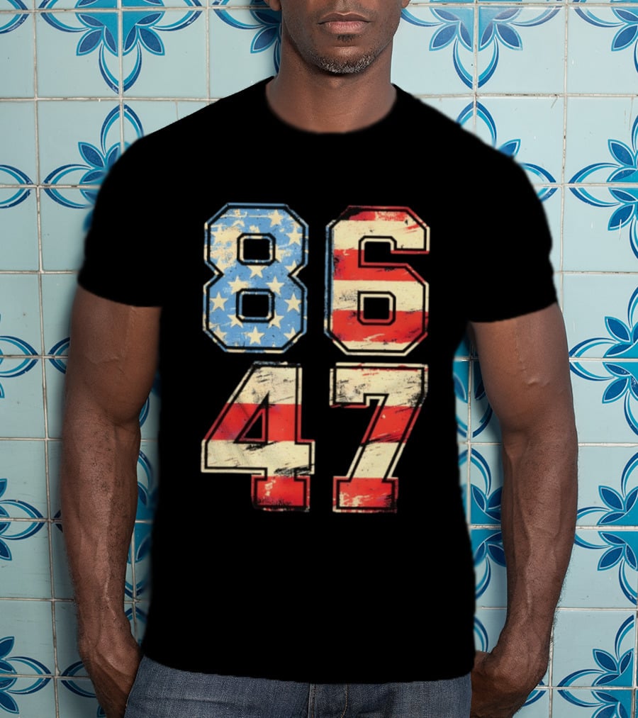 Anti ICE Subtle FDT Democrat 8647 American Flag Numbers T-Shirt