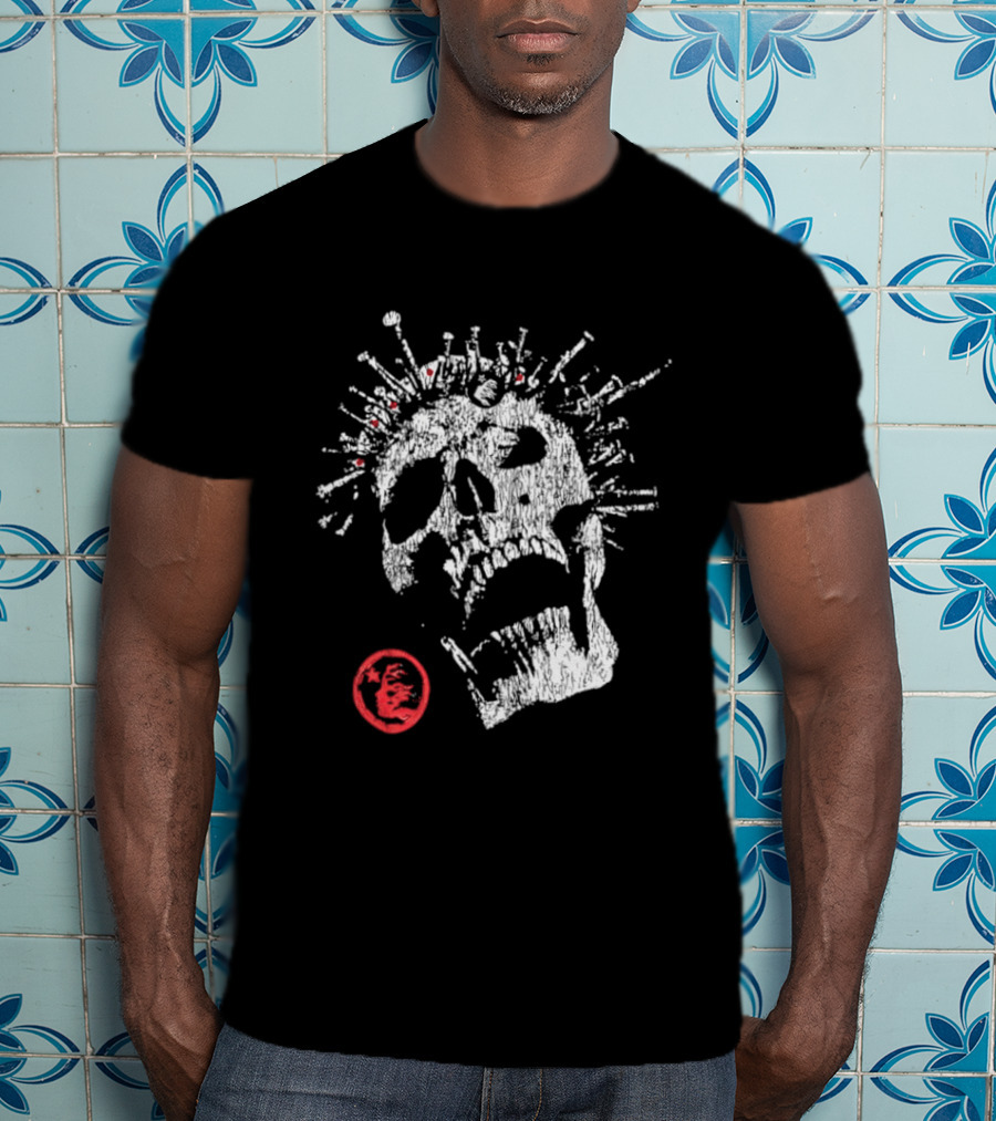 Screaming Skull Punk Spikes Flaming Face Unleashed Fury 2026 Collection Distressed T-Shirt