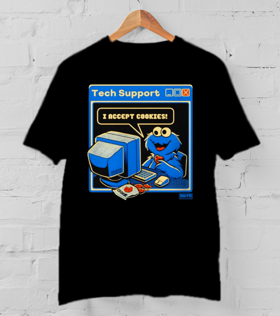 Tech Support I Accept Cookies Cookie Monster Computer Humor T-Shirt