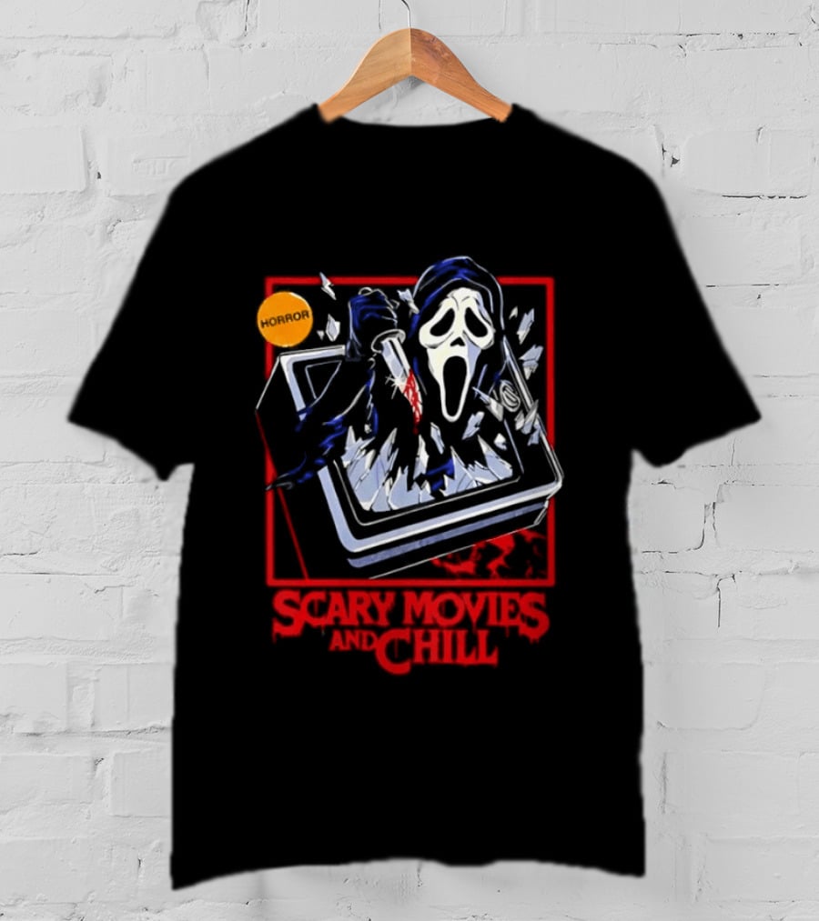 Ghostface Scream Horror Movie Breaking TV Scary Movies And Chill 2026 T-Shirt