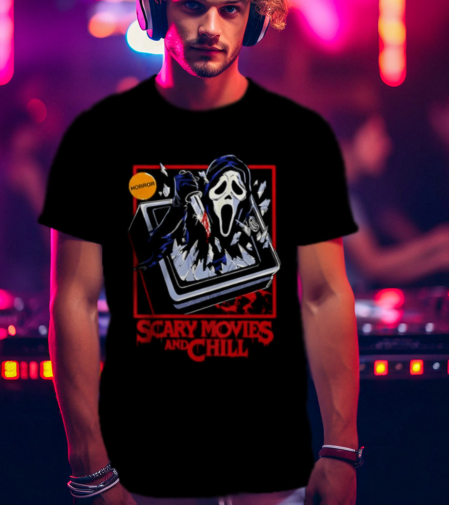 Ghostface Scream Horror Movie Breaking TV Scary Movies And Chill 2026 T-Shirt