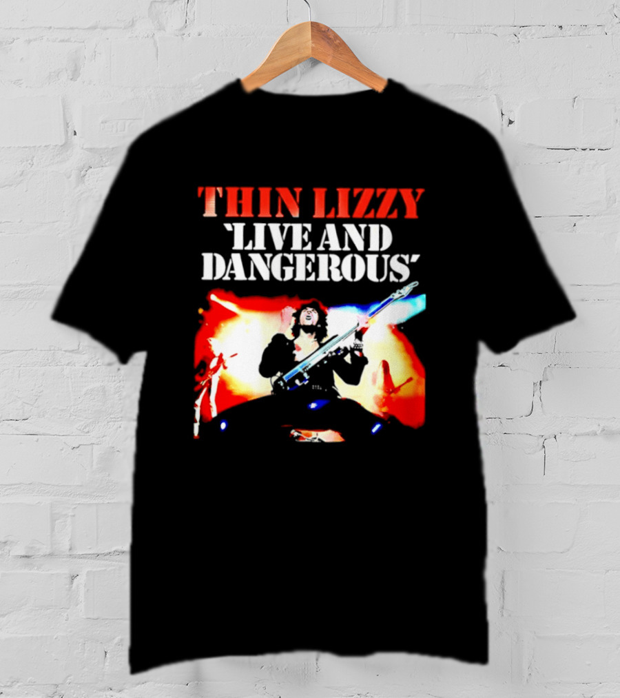 Thin Lizzy Live And Dangerous Cover Classic Rock Band Album T-Shirt