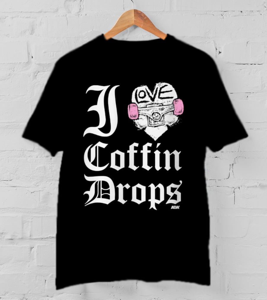 I Love Coffin Drops Aew Skateboard Heart Pink Gloves T-Shirt