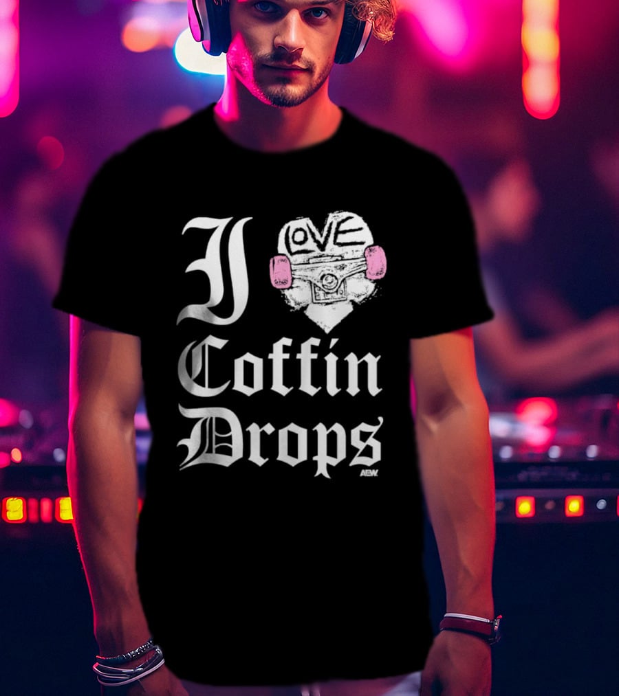 I Love Coffin Drops Aew Skateboard Heart Pink Gloves T-Shirt