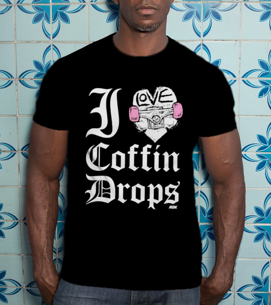 I Love Coffin Drops Aew Skateboard Heart Pink Gloves T-Shirt