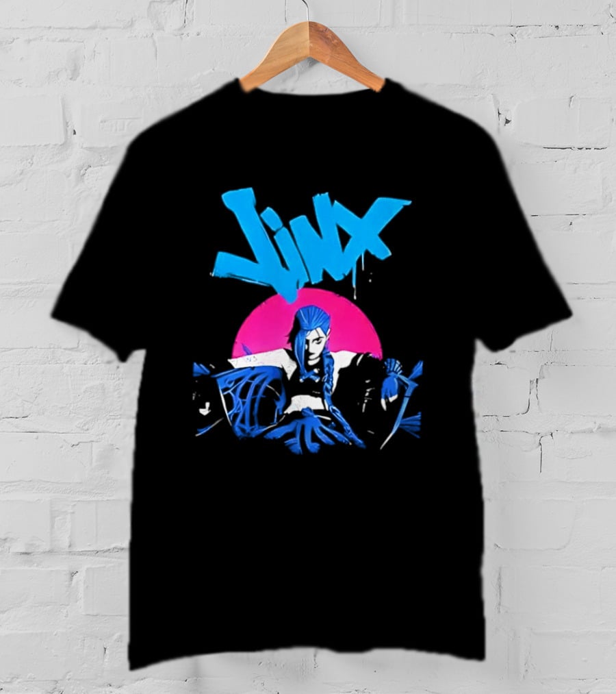 Jinx Blue Hair Graffiti Unleashed Power Arcane League Of Legends 2026 Season 2 Anticipation T-Shirt