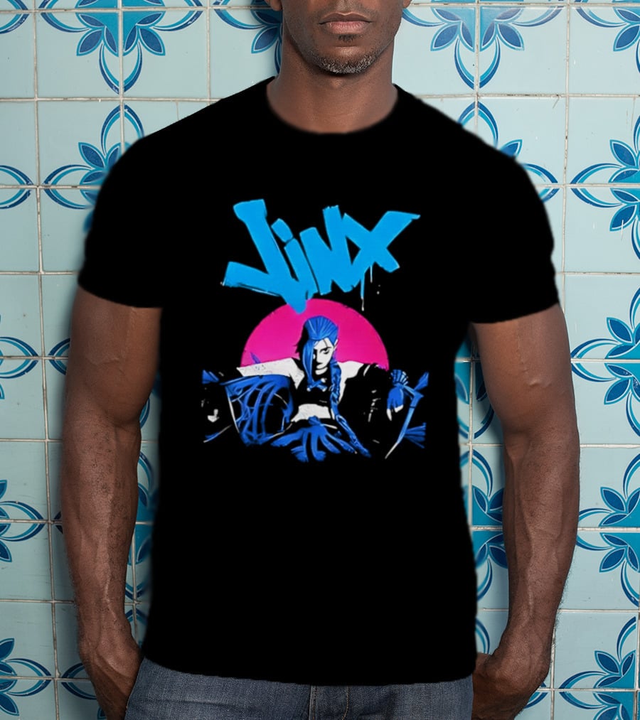 Jinx Blue Hair Graffiti Unleashed Power Arcane League Of Legends 2026 Season 2 Anticipation T-Shirt