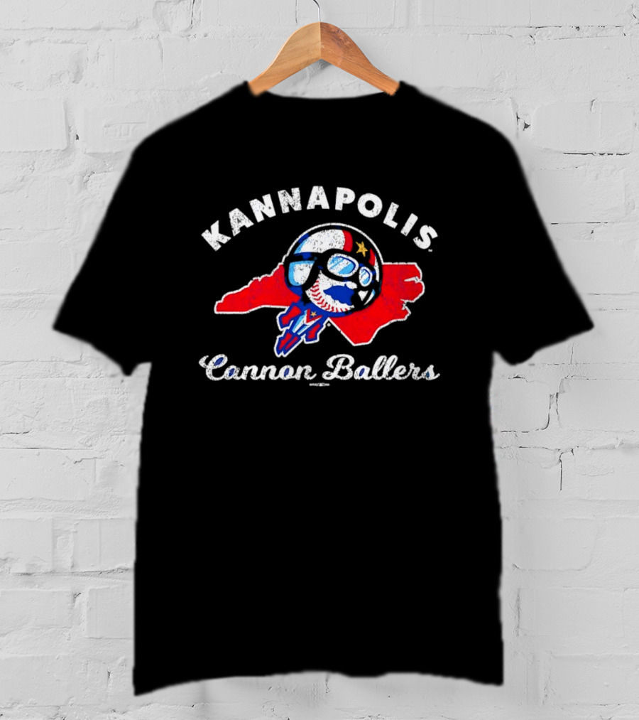 Kannapolis Cannon Ballers Baseball Skull North Carolina Map T-Shirt