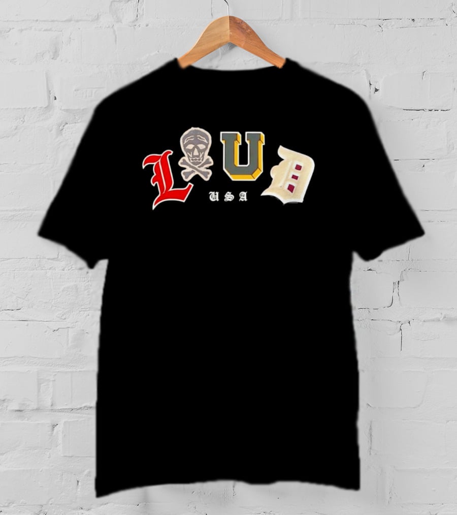 LUD USA Skull Varsity Patches L U D T-Shirt