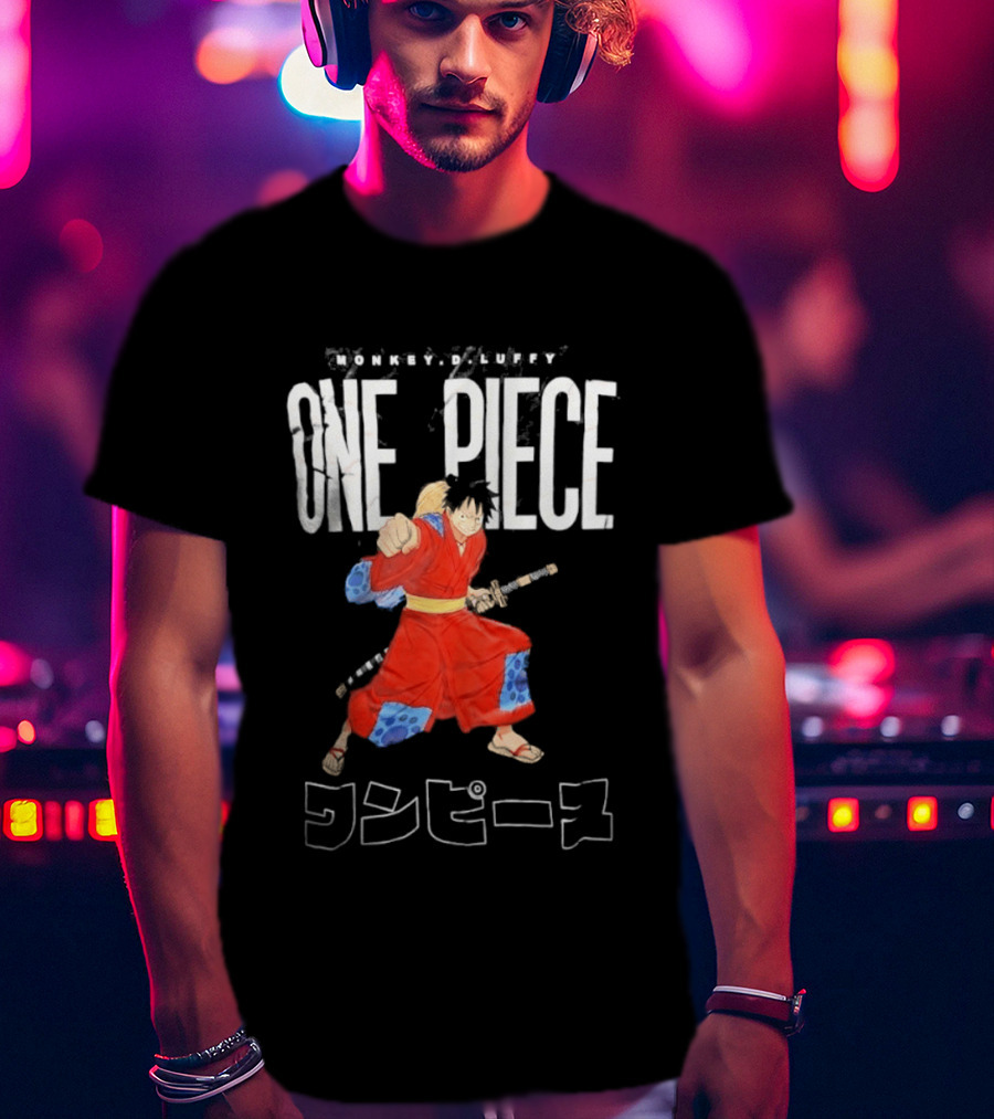 One Piece Luffy Wano Samurai Katana Anime Japanese T-Shirt
