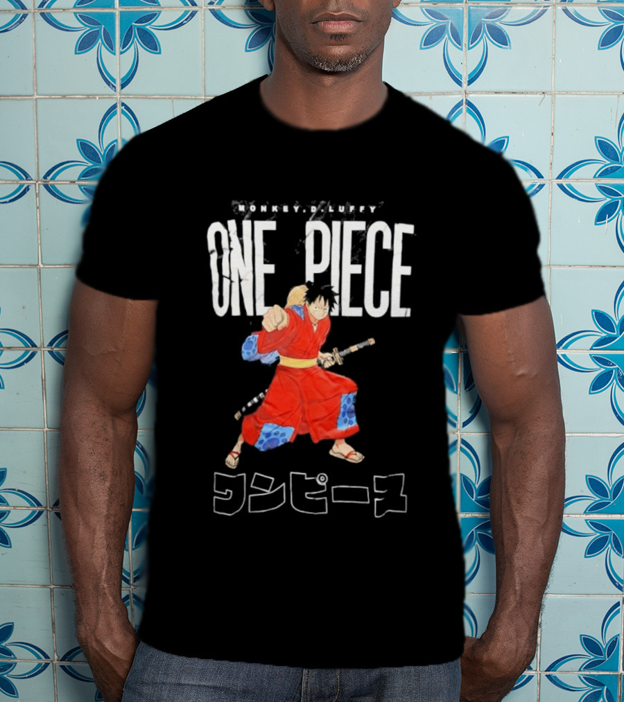 One Piece Luffy Wano Samurai Katana Anime Japanese T-Shirt