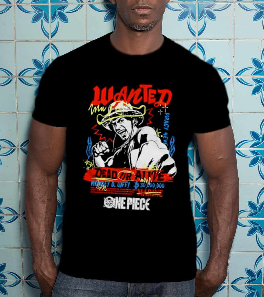 One Piece Monkey D. Luffy Wanted Dead Or Alive 30 Million Berries Bounty Straw Hat Pirate 2026 T-Shirt