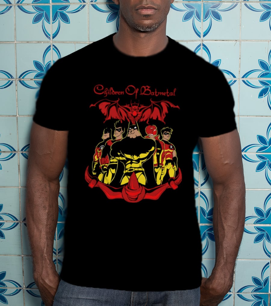 Children Of Batmetal Batman Robins Heavy Metal Characters Demonic Bat T-Shirt
