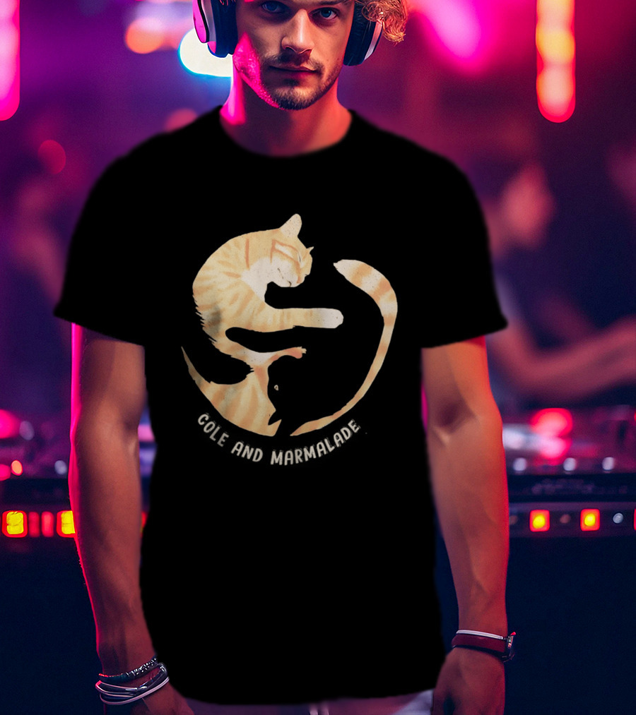 Cole And Marmalade Cats Yin Yang Pet Lovers Circle Harmony T-Shirt