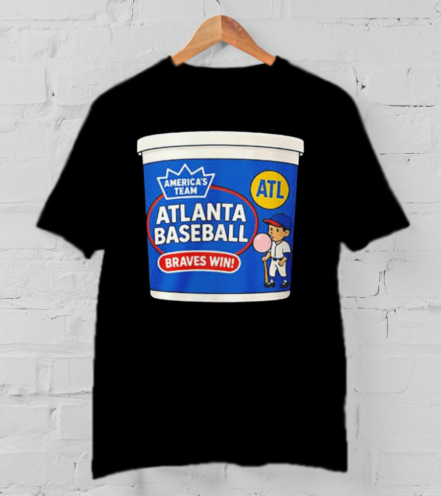 Braves Win America's Team Atlanta Baseball ATL Bubble Gum Crown T-Shirt