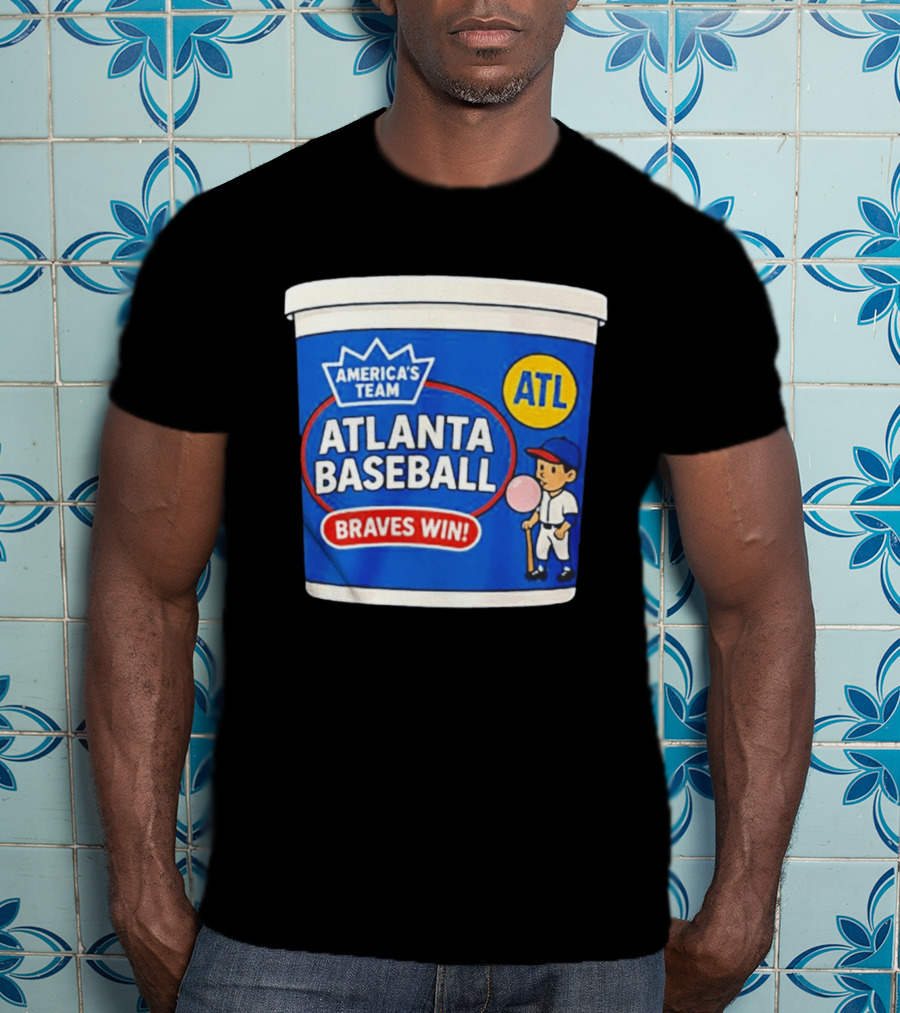 Braves Win America's Team Atlanta Baseball ATL Bubble Gum Crown T-Shirt