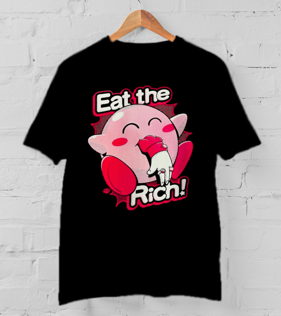 Eat The Rich Pink Character Eating Playful T-Shirt