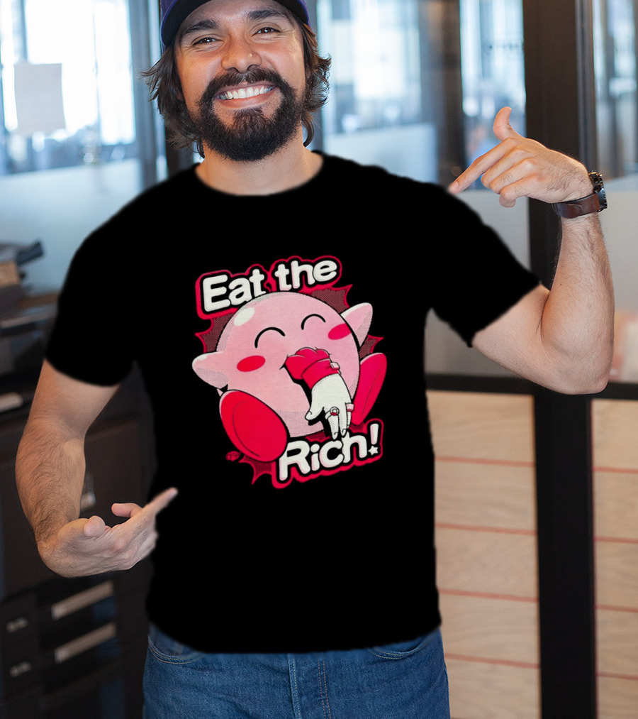 Eat The Rich Pink Character Eating Playful T-Shirt