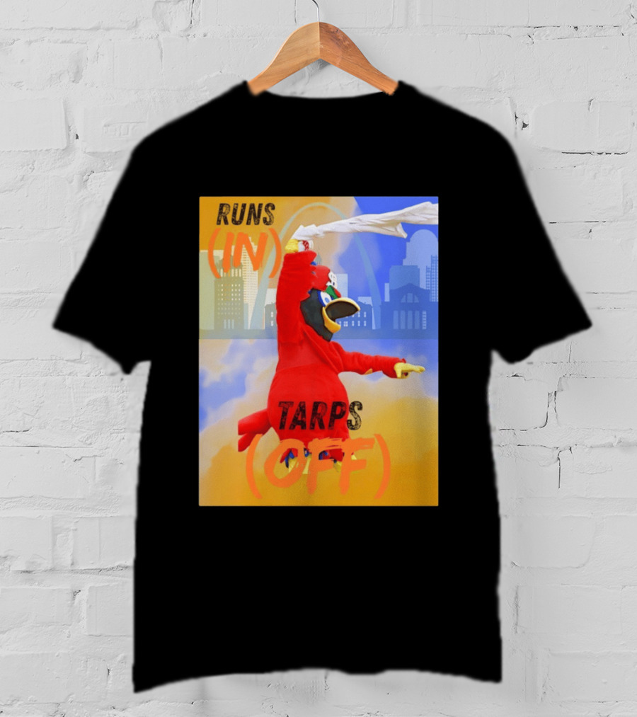 Fredbird Runs In Tarps Off St. Louis Skyline T-Shirt